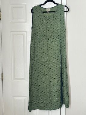 Vintage April Cornell Floral Sleeveless Dress Cottagecore Size Large Summer Maxi